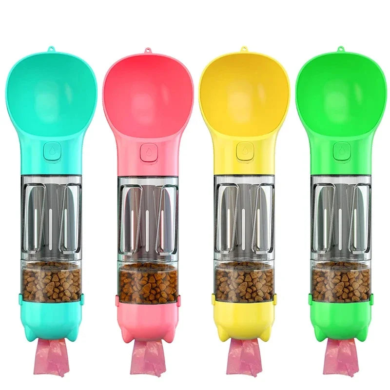 Botella Portátil 3 en 1 para Perros — Agua, Snacks y Bolsas